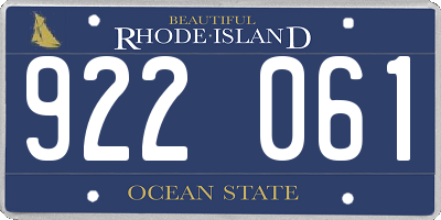 RI license plate 922061