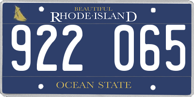 RI license plate 922065