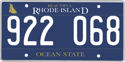 RI license plate 922068