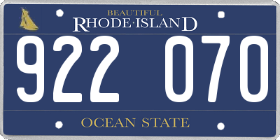 RI license plate 922070