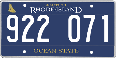 RI license plate 922071