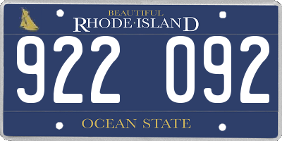 RI license plate 922092