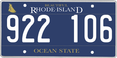 RI license plate 922106