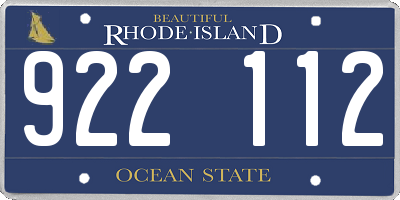 RI license plate 922112