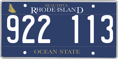 RI license plate 922113