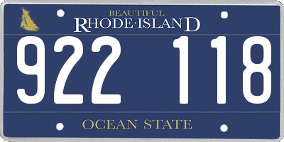 RI license plate 922118