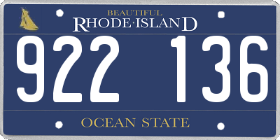 RI license plate 922136