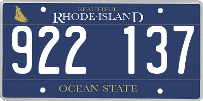 RI license plate 922137