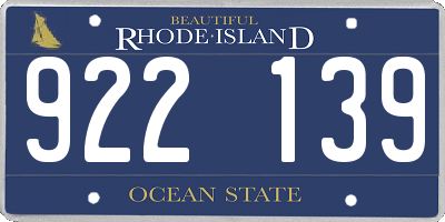 RI license plate 922139