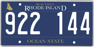 RI license plate 922144