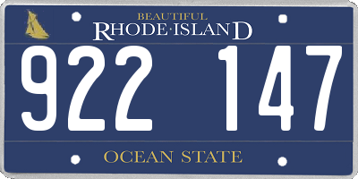 RI license plate 922147