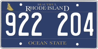 RI license plate 922204