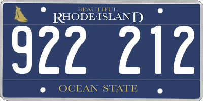 RI license plate 922212