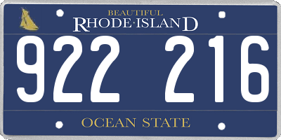 RI license plate 922216