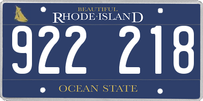 RI license plate 922218