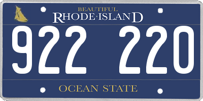 RI license plate 922220
