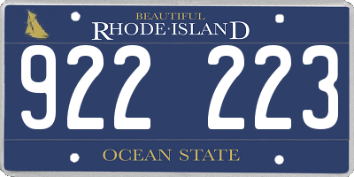 RI license plate 922223