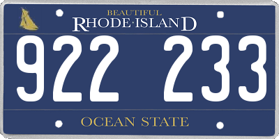 RI license plate 922233