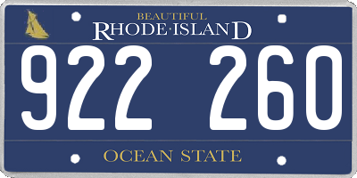 RI license plate 922260