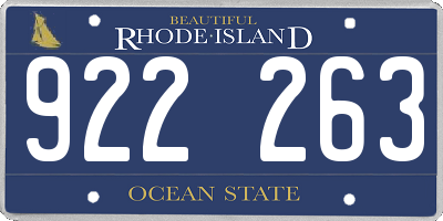 RI license plate 922263