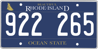 RI license plate 922265