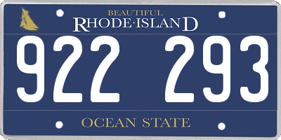 RI license plate 922293