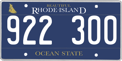 RI license plate 922300