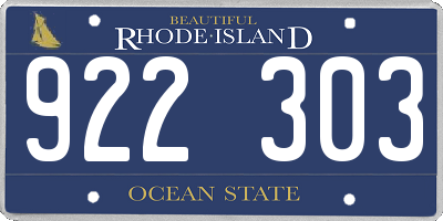 RI license plate 922303