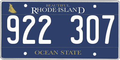 RI license plate 922307