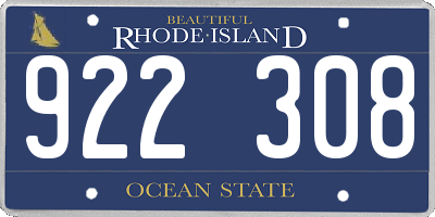 RI license plate 922308