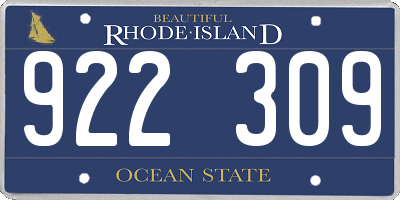 RI license plate 922309