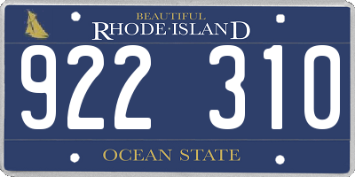 RI license plate 922310