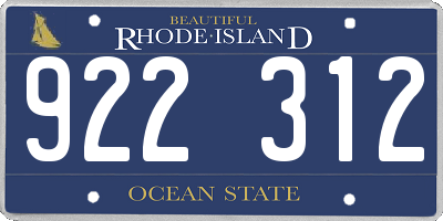 RI license plate 922312