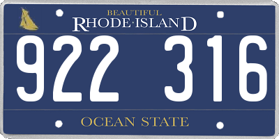 RI license plate 922316
