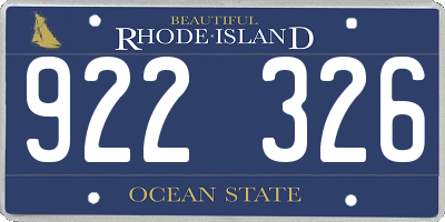 RI license plate 922326