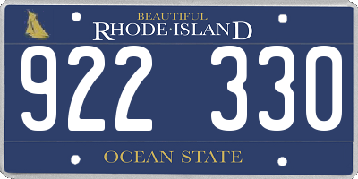 RI license plate 922330
