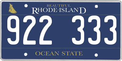 RI license plate 922333