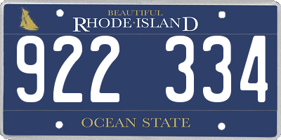 RI license plate 922334