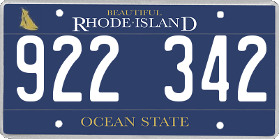 RI license plate 922342