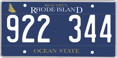 RI license plate 922344