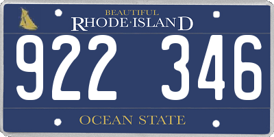 RI license plate 922346