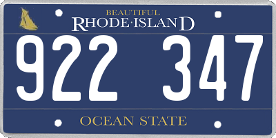 RI license plate 922347