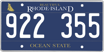 RI license plate 922355