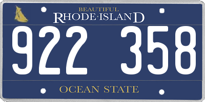 RI license plate 922358