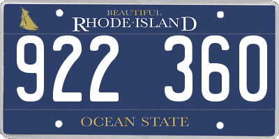 RI license plate 922360