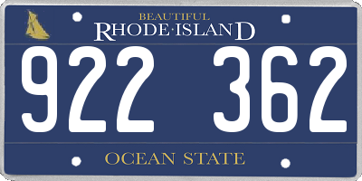 RI license plate 922362