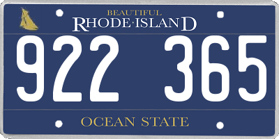RI license plate 922365