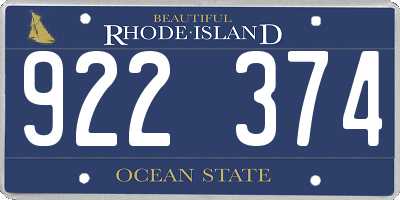 RI license plate 922374