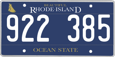 RI license plate 922385