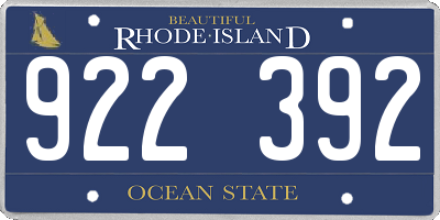 RI license plate 922392